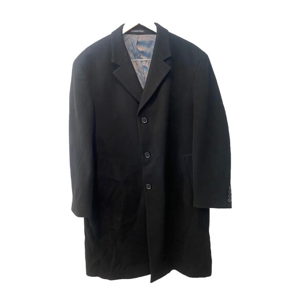 Calvin Klein Mens Size 44S Black Wool Cashmere Coat Overcoat Topcoat - Picture 1 of 10